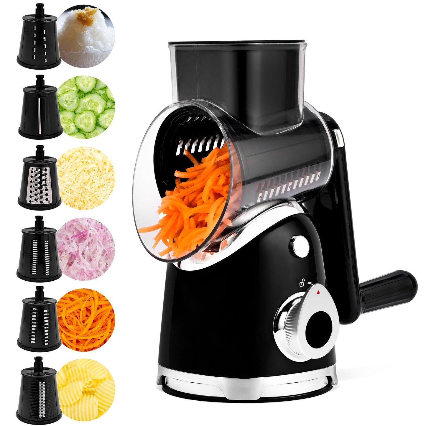 SUSTEAS Rotary Cheese Grater Hand Crank, Kitchen Shredder Vegetable Slicer
