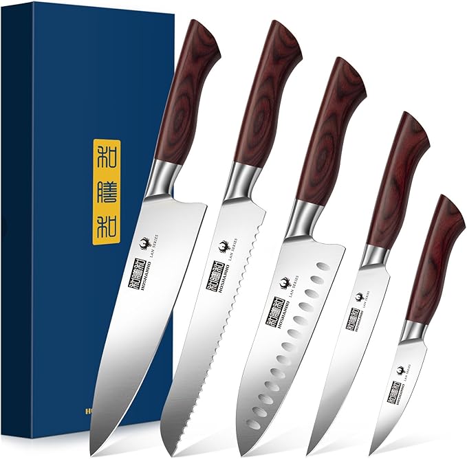HOSHANHO 3PCS Kitchen Knife Set, Ultra Sharp Chef/Santoku/Paring Knives