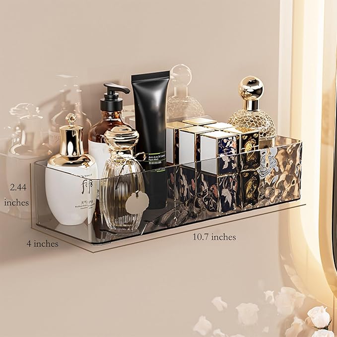 Wall Mounted Bathroom Caddy Organizer, Adhesive Shower Shelf for Inside Shower Caddy Plastic Bathroom Organizers and Storage for Wall, Bath, Makeup, Home Decor, No Drilling (Black)