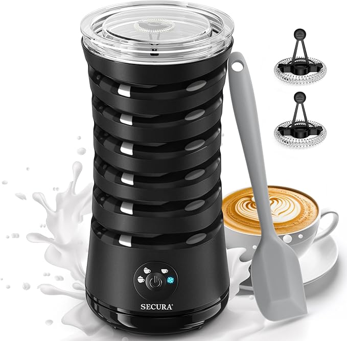 Secura Electric Milk Frother, 4-in-1 Automatic Hot & Cold Foam Maker White