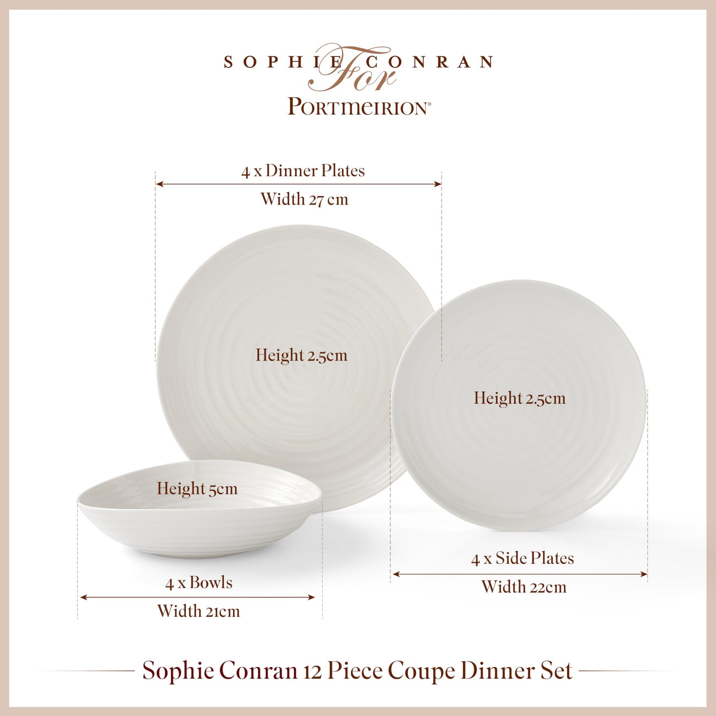 Portmeirion Sophie Conran White Coupe 12-Piece Dinnerware Set