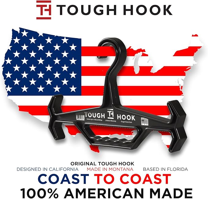 Tough Hook Gen2 Heavy Duty Plastic Hanger, Tan, 200 lbs Capacity, 1" x 5" Loop ID Strip Included