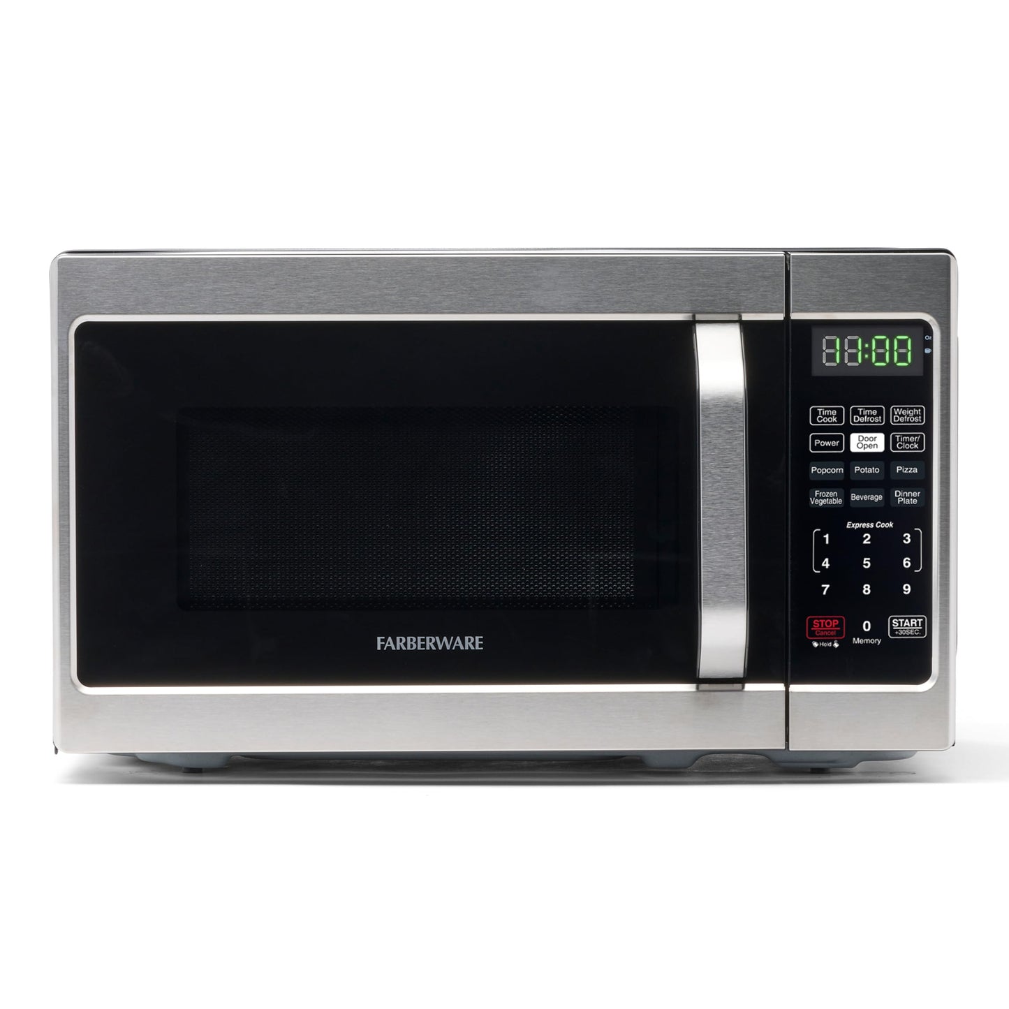 Farberware 1.6 Cu. Ft. Countertop Microwave Oven – 1100 Watts Power, Smart Sensor Auto Cook Settings, Defrost, Easy Clean and Child Safety Lock - Stainless