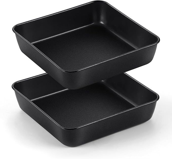 TeamFar 6x6 Inch Square Baking Pans, Coated Square Cake Brownie Lasagna Pan