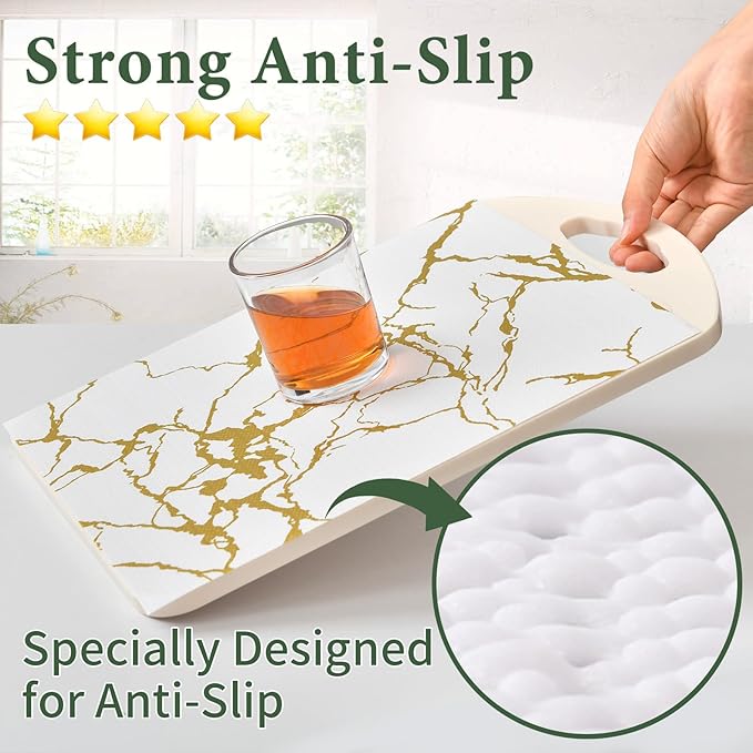 Drawer and Shelf Liner for Kitchen Cabinet Non Slip Waterproof Shelf Paper 12 in X 30 Ft Non Adhesive Refrigerator Liners Gold White Marble Easy Liners for Bathroom Cupboard