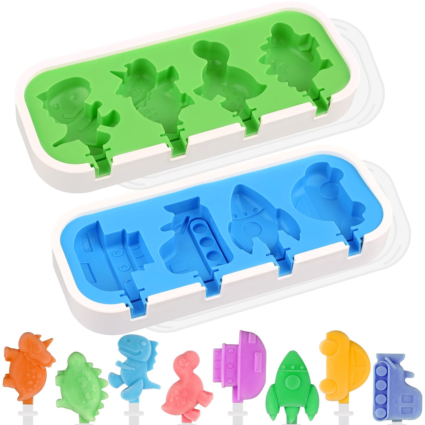 WMKGG Popsicle Silicone Molds Set, 2 PCS Ice Cream Molds