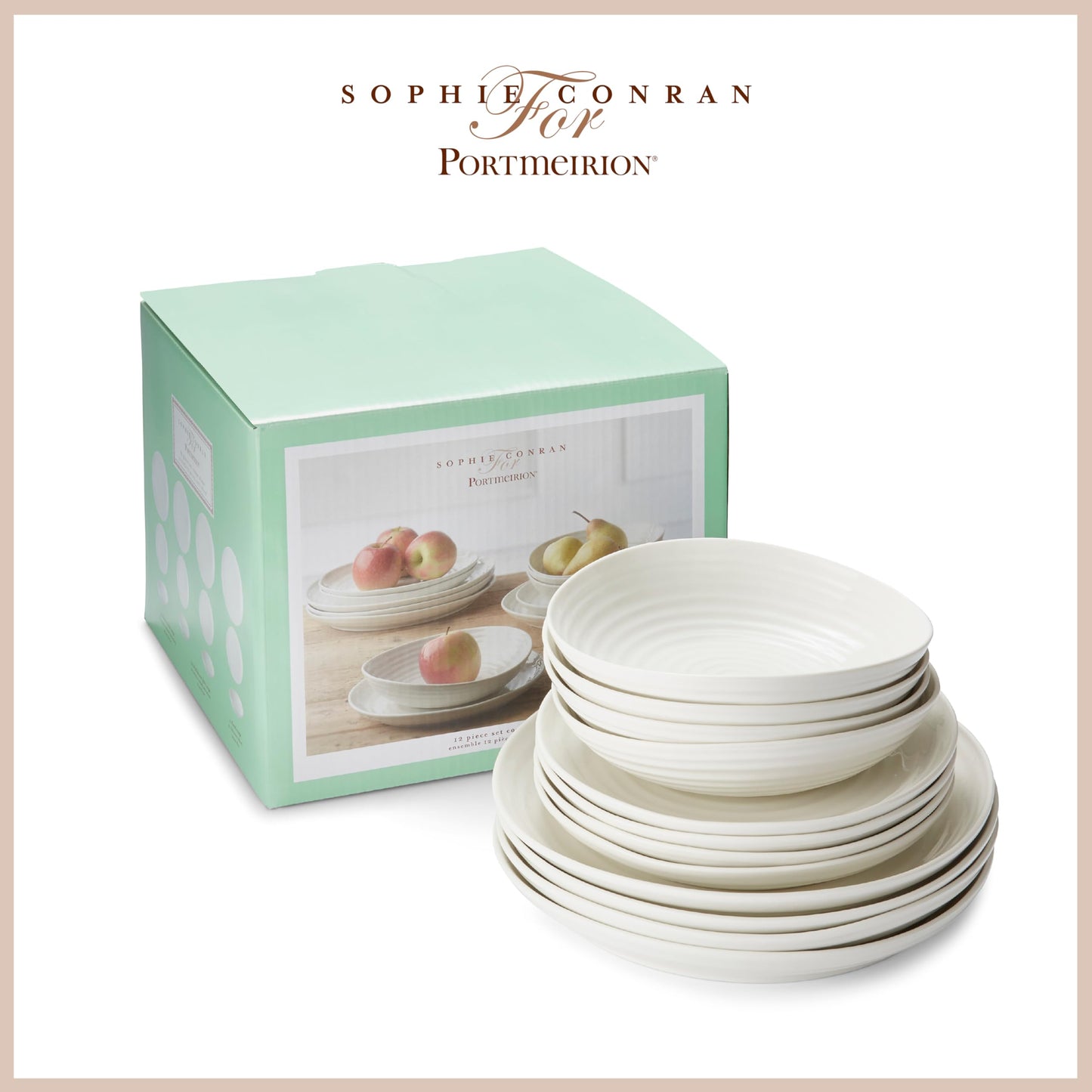 Portmeirion Sophie Conran White Coupe 12-Piece Dinnerware Set