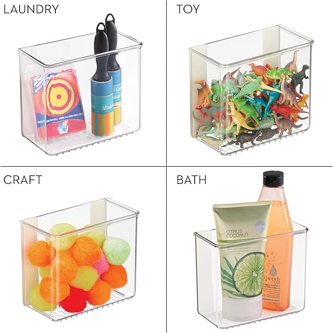 iDesign Adhesive Organizer Bin - Damage-Free Hanging for Kitchen, Bathroom, or Office - Clear