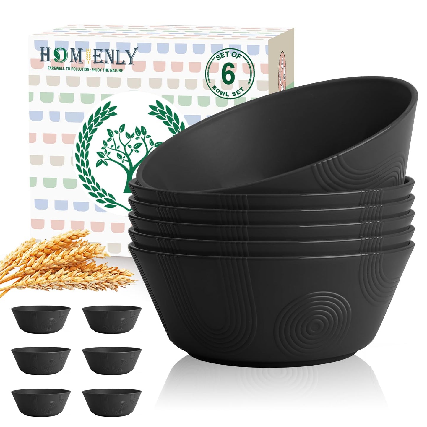 Homienly Wheat Straw Dipping Bowls Set of 6, 4.5oz Small Dessert Bowls, Unbreakable Dip Bowls & Sauce Bowls, Small Bowls for Dips, Mini Prep Small Bowl for Soy Sauce & Sides, 6 Color