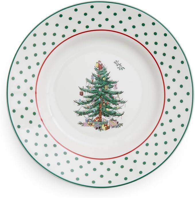 Spode – Christmas Tree – Christmas Tree Polka Dot Tidbit Plates - Set of 4