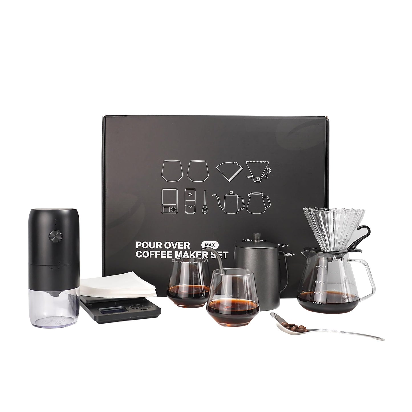 Pour Over Coffee Maker Set, Coffee Pour Over Dripper Kit with Kettle