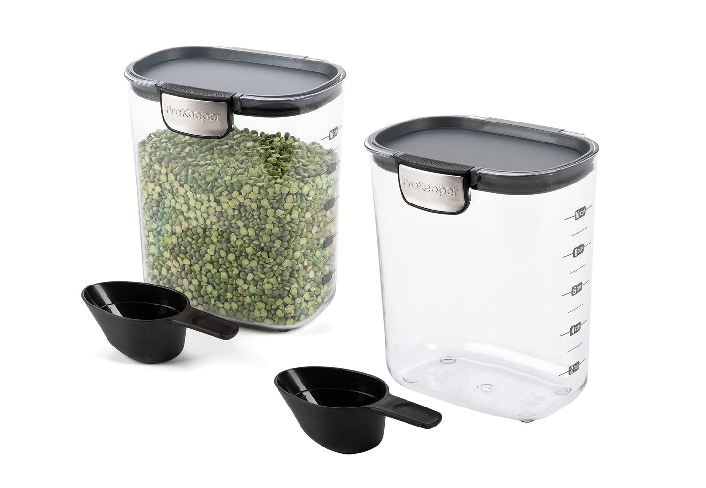 Progressive International ProKeeper+ Clear Plastic Airtight Food Baker's Kitchen Storage Organization Container Canister Set with Magnetic Accessories, 2- Piece Set (Cereal 4.5-Quart)