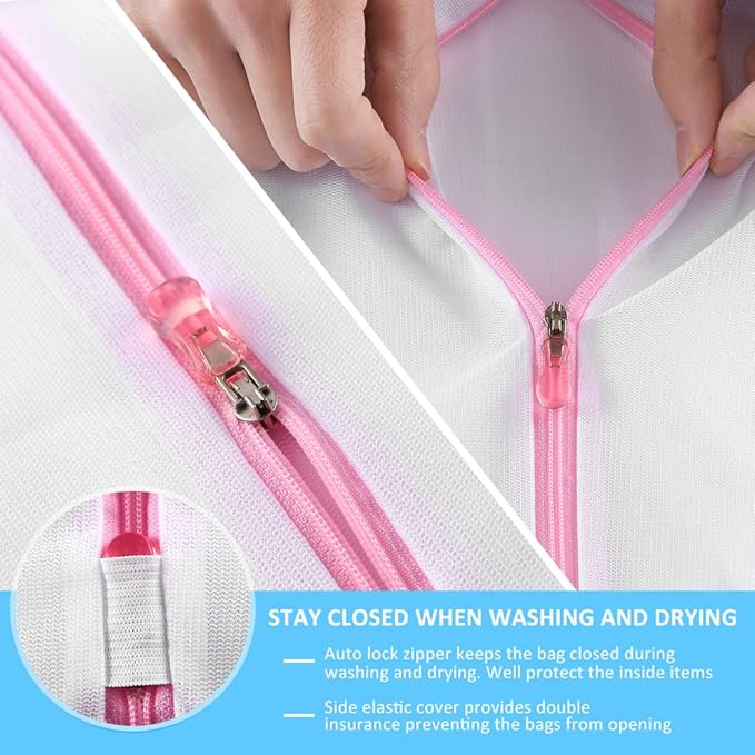 GOGOODA Mesh Laundry Bags for Delicates Durable Protective Wash Bags Travel Storage Bags for Intimates Lingerie, 7PCS (1XXL, 1XL,1L,1M,1S,2 bra bags)