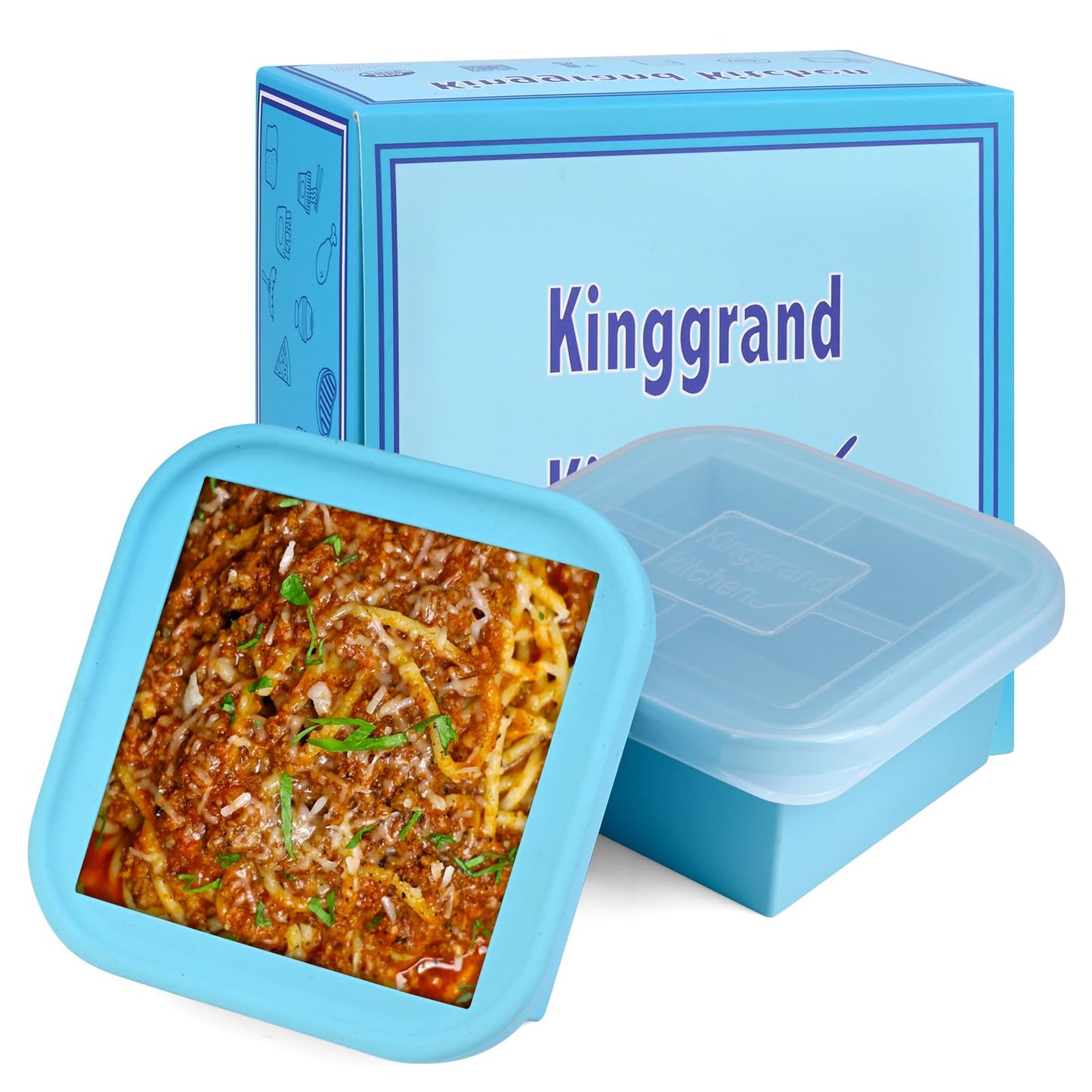 Kinggrand Kitchen 1 Cup Silicone Freezer Molds Silicone Freezer Tray with Lid 4 Pack Soup Freezer Containers Make 8 Soups, Broths, Stews, Sauces, Curries