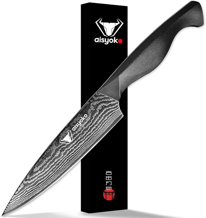 aisyoko Santoku Knife 5" inches-Japan 8C Super Steel 67 Layer Damascus Steel-Sharp Kitchen Knife-Full Tang ABS Anti-Skid Handle utility knife Cooking Knife with Luxury Gift Box