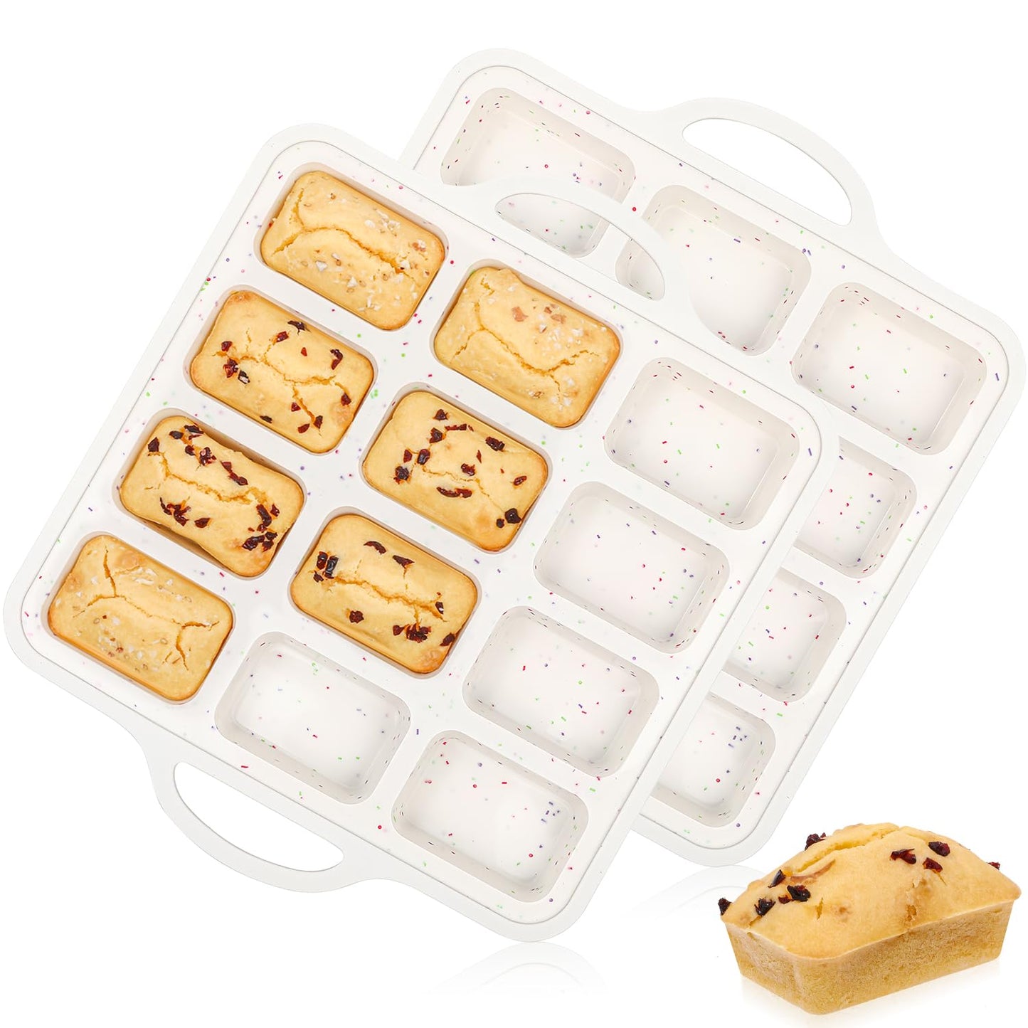 Mini Loaf Pan, Metal Reinforced Silicone Mini Bread Loaf Pan Nonstick Cornbread Pan 8 Cavities Silicone Molds for Baking Bread, Loaf, Meatloaf, Brownie, Butter