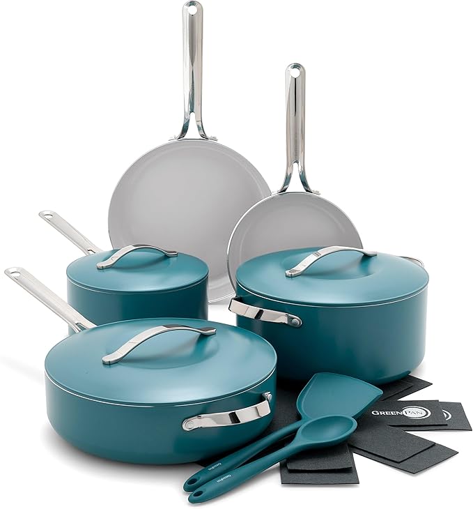 GreenPan Nova 10” Frying Pan Skillet and 4.37QT Sauté Pan with Lid, Oprah’s Favorite Things 2024, PFAS-Free Ceramic Nonstick, Induction Suitable, Sear, Fry, Broil, Dishwasher & Oven Safe, Clay