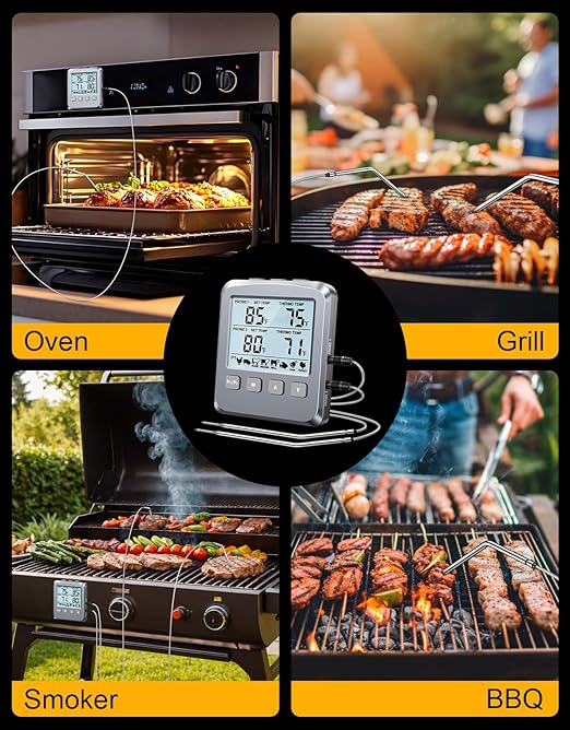 Vuwwey Dual Probe Meat Thermometer Digital for Cooking, Grilling & Smoking