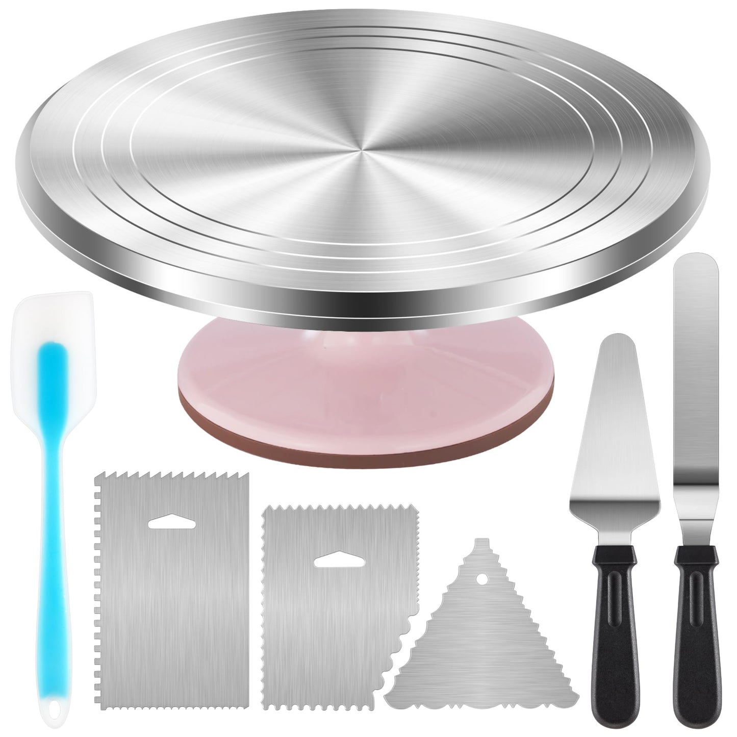 Kootek Aluminum Cake Stand Turntable Set for Decorating Baking Kit, 12"