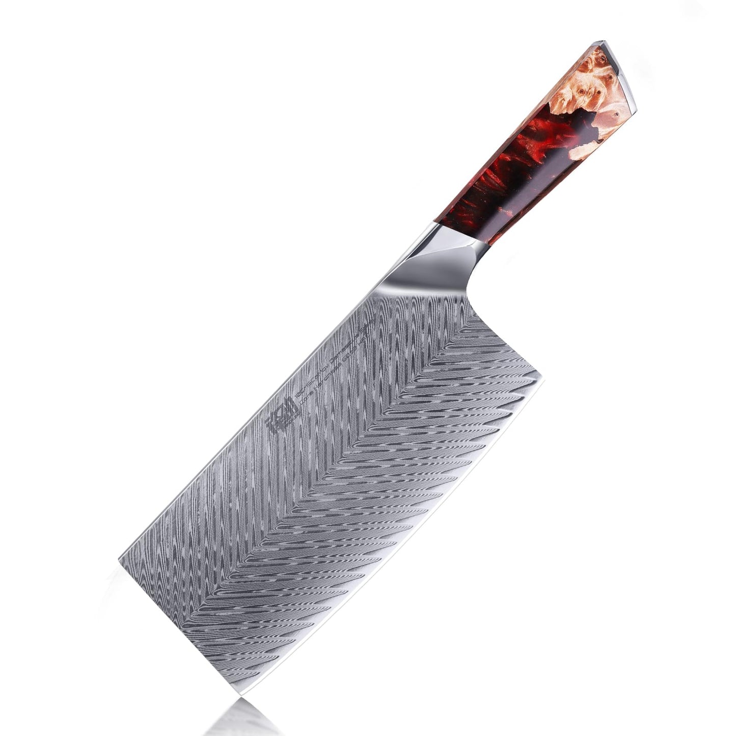 FINDKING Nebula Series Kitchen Utility Knife with ABS Sheath, Versatile Small Petty Knife, 10Cr15CoMov Damascus Blade, Resin and Figured Sycamore Handle, Full Tang, 5 Inch, Blue, for Fruit, Steak