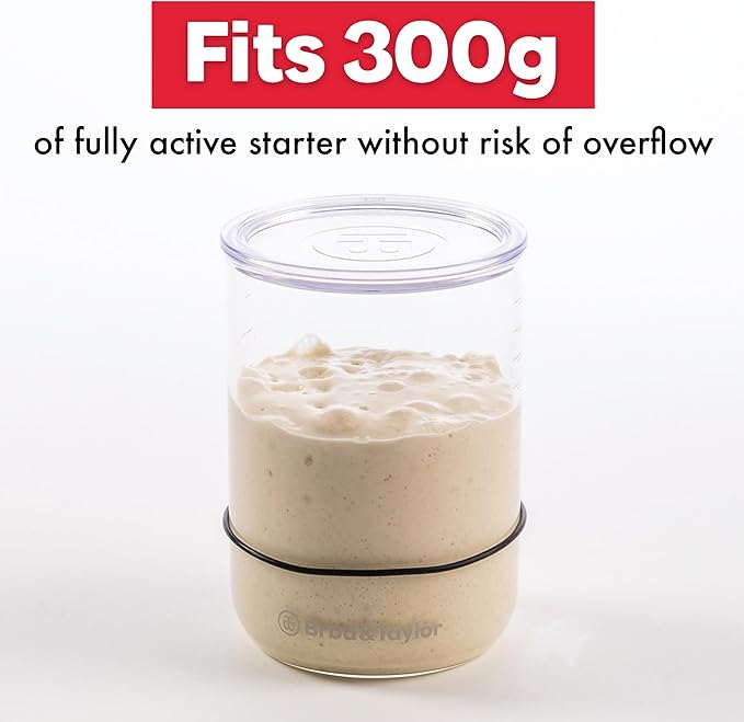 Brod & Taylor Sourdough Starter Jar (32oz) 100% Dishwasher Safe, Measurement Markings, Height Marker & Loose-Fitting Lid That Prevents Pressure Buildup (Durable Glass Jar, BPA-Free)