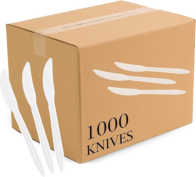 Plasticpro Cutlery Plastic Combo Sets Medium Weight Disposable Silverware White (1000 Count)