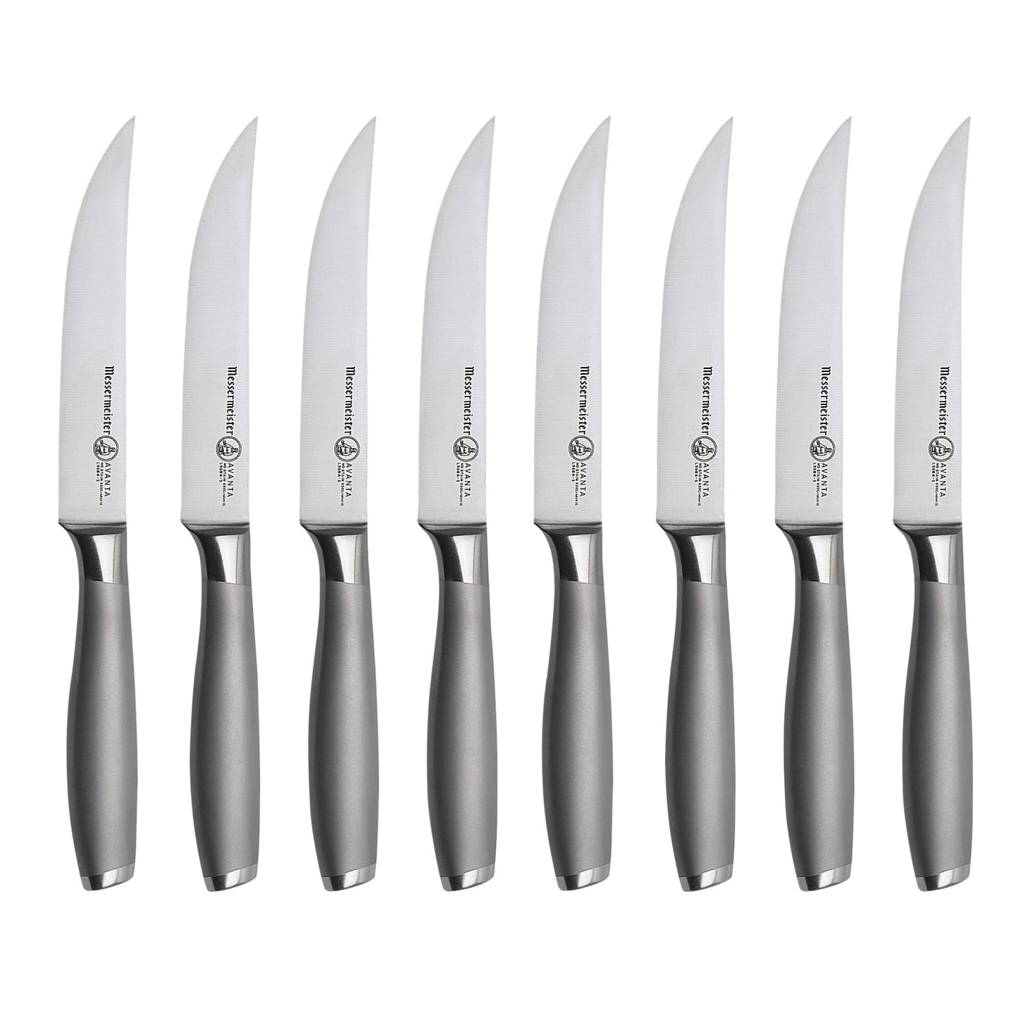 Messermeister Avanta 5” Fine Edge Steak Knife Set - German X50 Stainless Steel - Rust Resistant & Easy to Maintain - Includes 4 Steak Knives