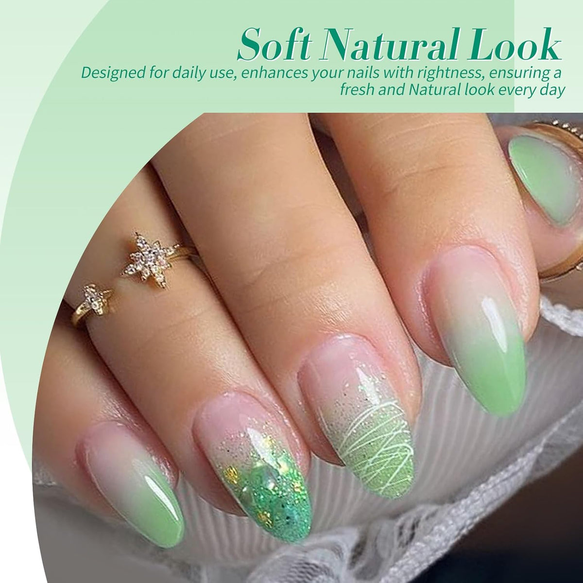 Born Pretty Christmas Green Gel Nail Polish,Jelly Transparent Gel Nail Polish, Cat Magnetic Eye,Shimmer Glitter Holographic Green Gel Polish Kit for Salon Manicure and Nail Art DIY at Home 6PCS 7ml