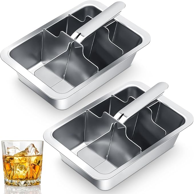 Yaocom 3 Pcs Ice Cube Trays with Lid, 18 Slot Stainless Steel Metal