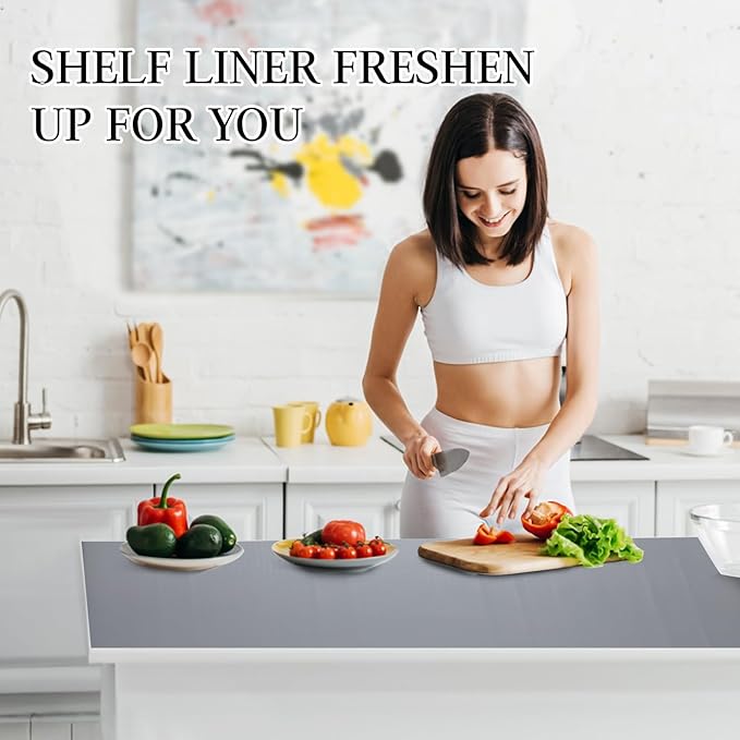 Beautysaid Shelf and Drawer Liner for Kitchen Cabinet, Non Adhesive Non Slip Shelf Paper Waterproof Washable Thickened for Dresser Pantry Shelve Bathroom Protector Liner(Gray,12 in x 30 FT)
