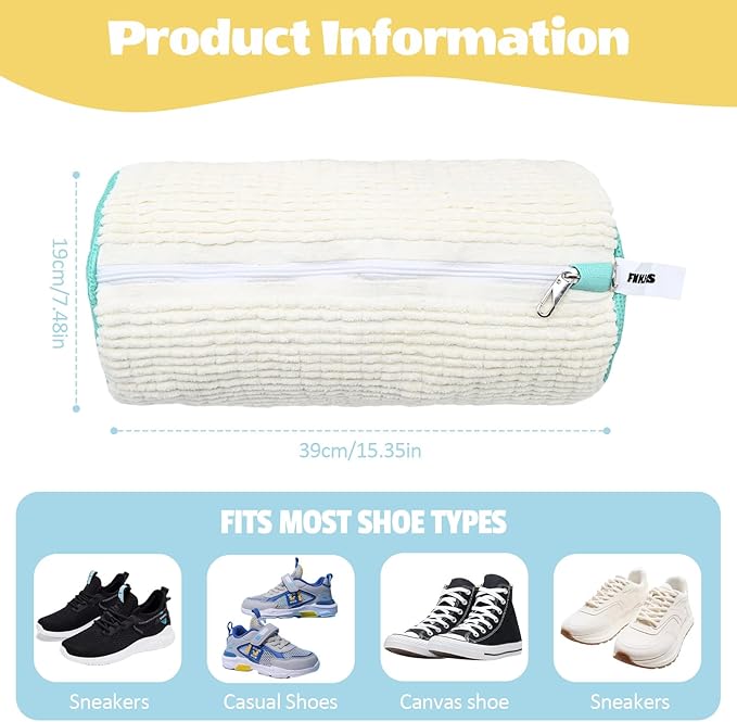 Shoe Washing Machine Bag:Shoe Washing Bag for Dryer & Washer, 2pcs Reusable Laundry Shoe Bag for Sneaker Tennis Shoes Unstain Cleaner Kit XXL (White)