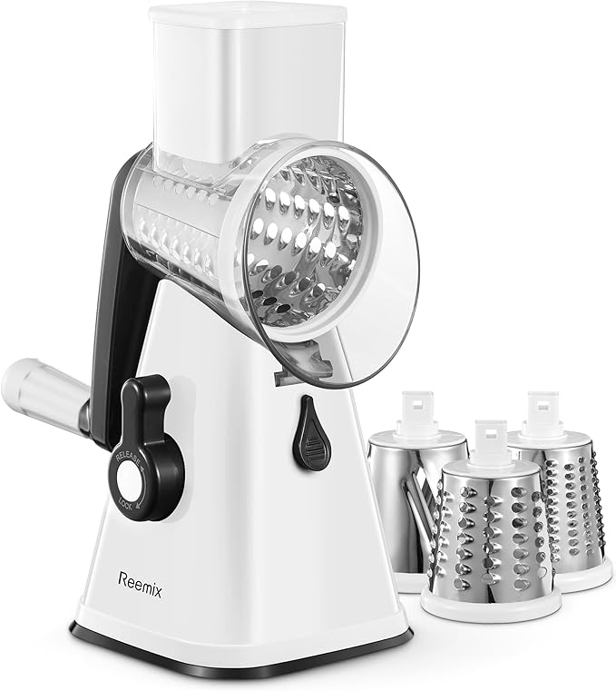 Rotary Cheese Grater with Handle, Reemix Vegetable Cheese