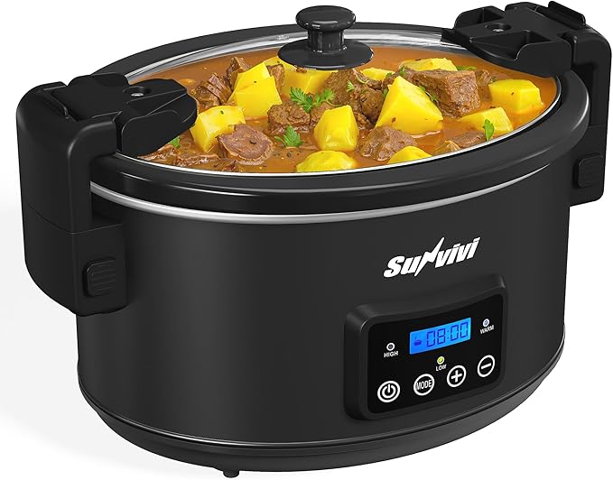 Sunvivi 8.5 Quart Programmable Slow Cooker: Multi-Cooker Food Warmer with Locking Lid & Digital Timer, Adjustable Tempature Control, Dishwasher Safe, Perfect for Families and Gatherings, Blue