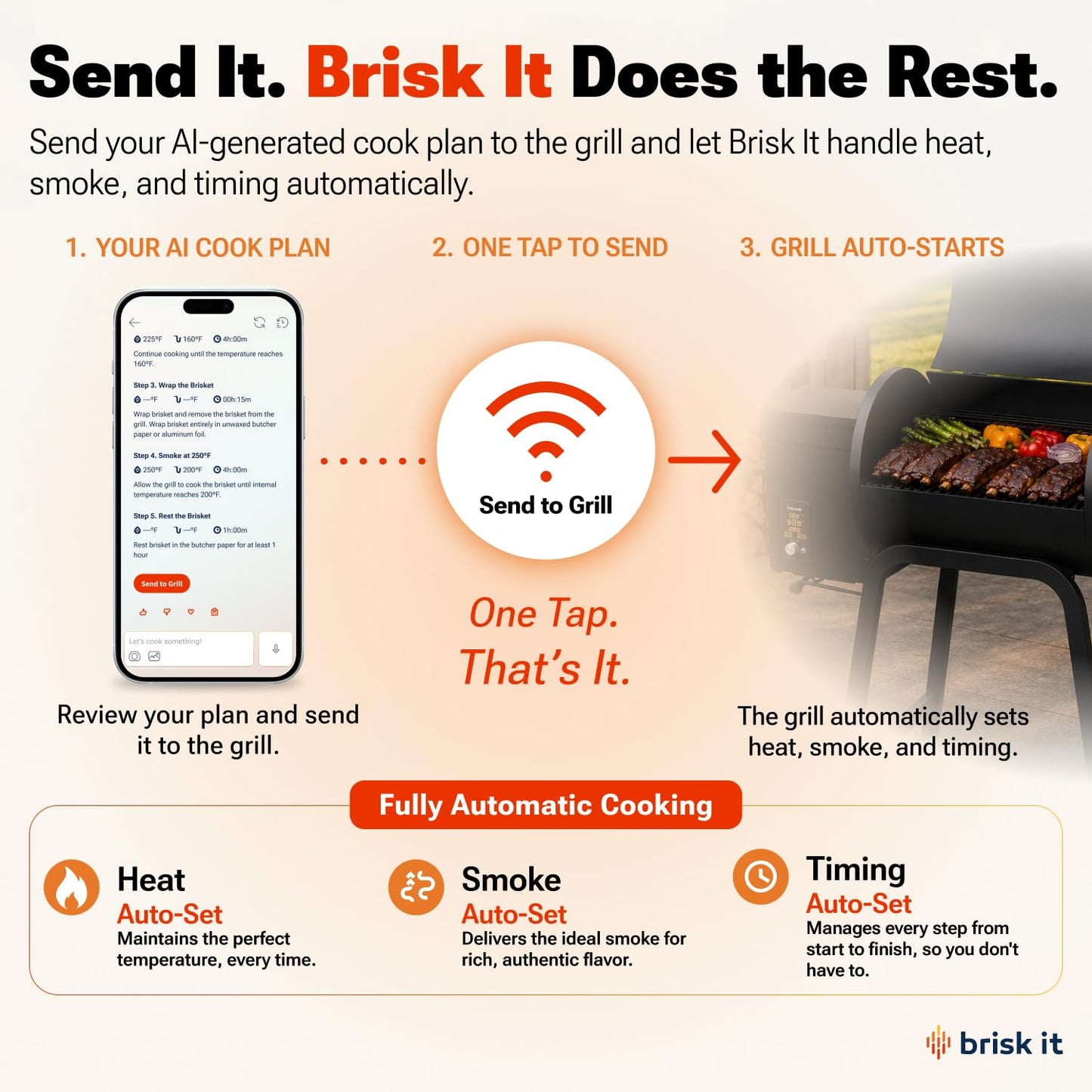 Brisk It Zelos-450 Wood Pellet Grill & Smoker, 450 Sq In, WiFi and A.I.