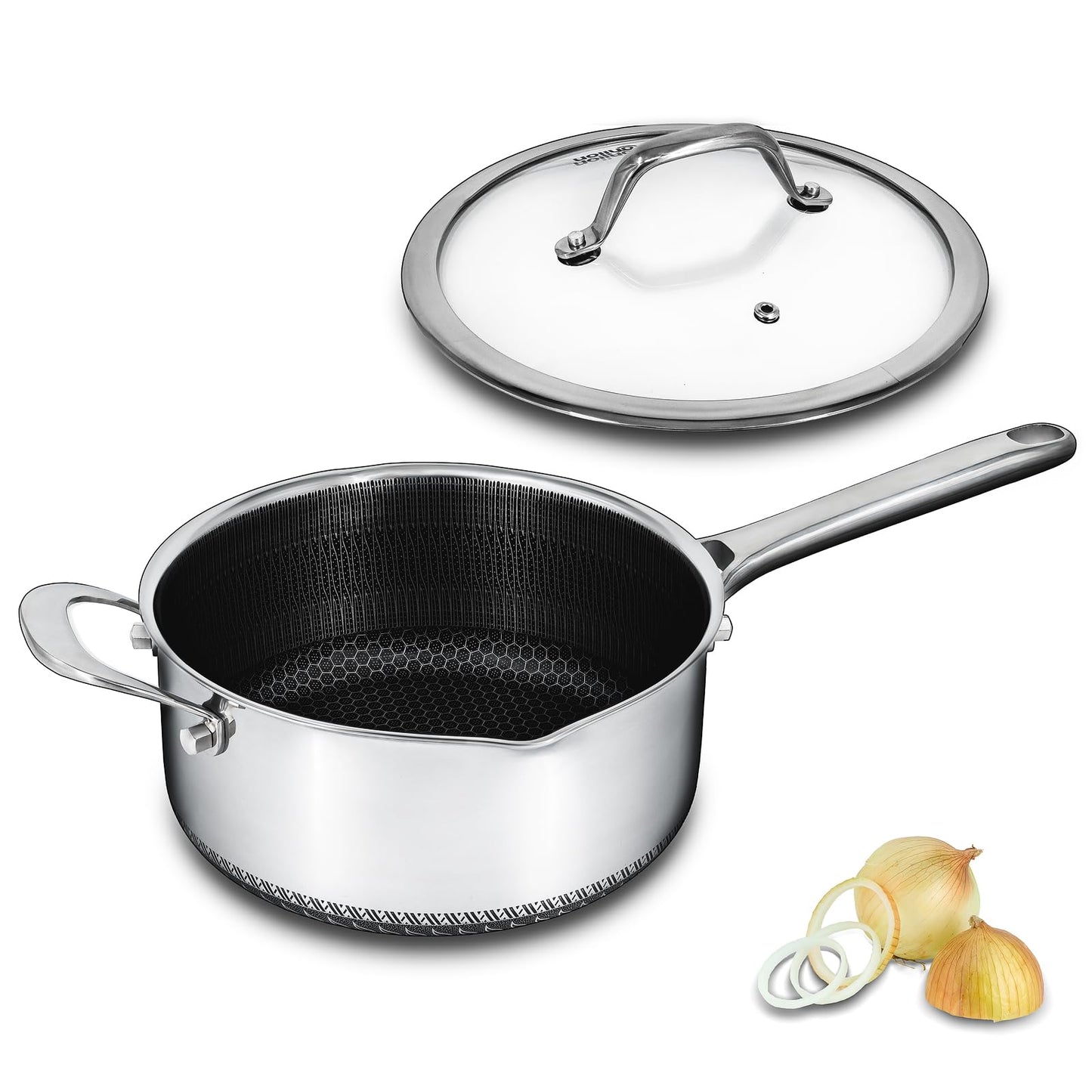 Bakoniion Pots and Pans Set,12 Inch Hybrid Nonstick Frying Pan & 5QT Stockpot,3 PCS Silicone Kitchen Utensils Set