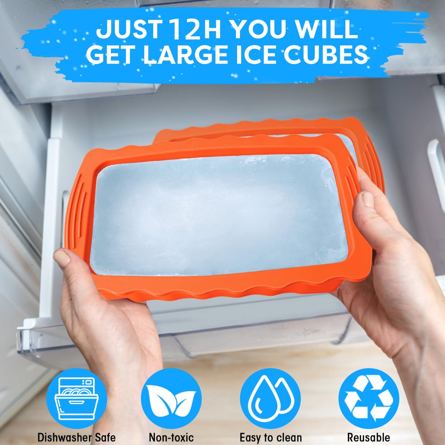 Haldane 2PC Extra Large Ice Block Molds, 6LB Giant Ice Cube Molds