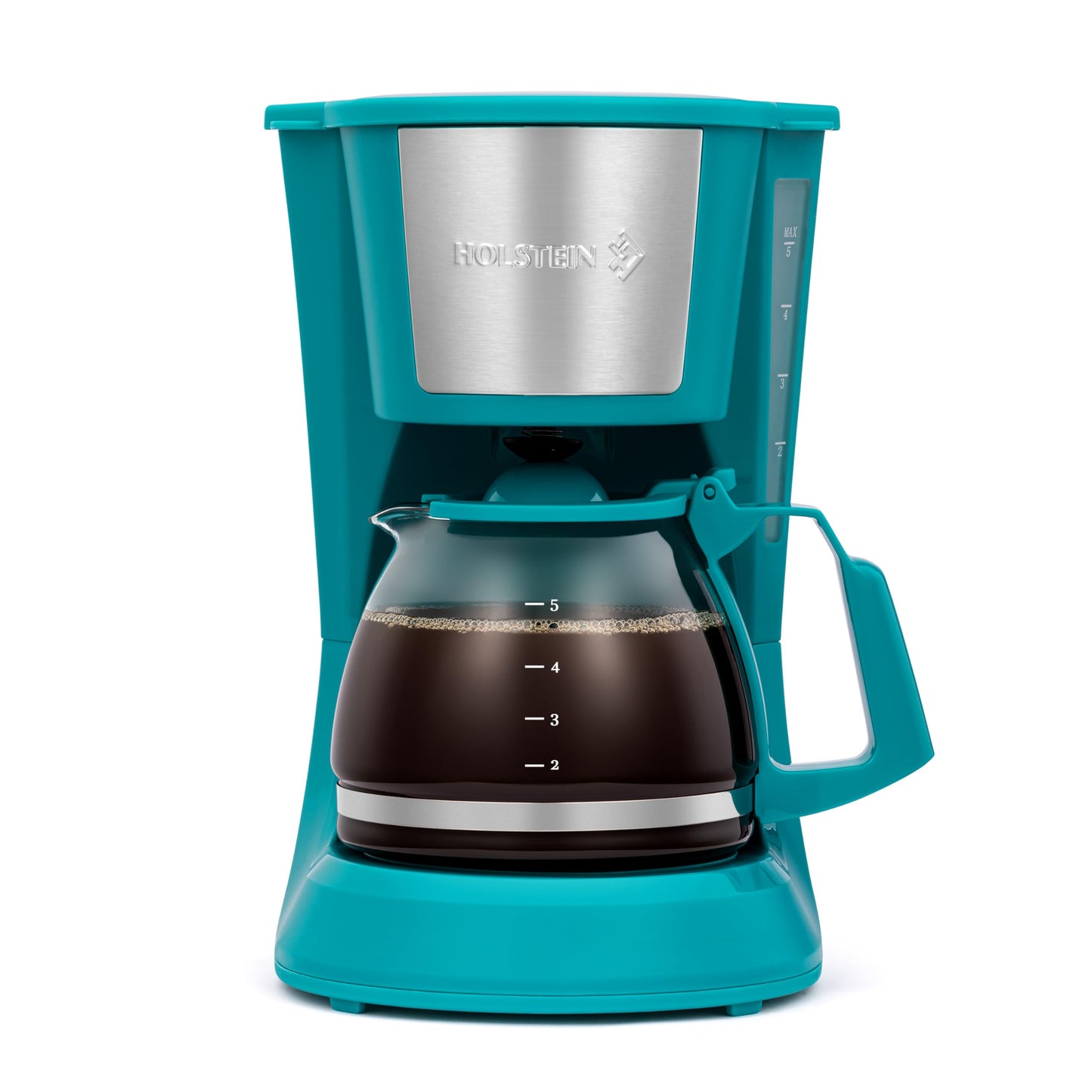 Holstein Housewares 5 Cup Drip Coffee Maker – Compact and User-Friendly with Auto Pause & Serve, Reusable Filter, Measuring Spoon & Glass Carafe, Office & Dorm Use, Yellow