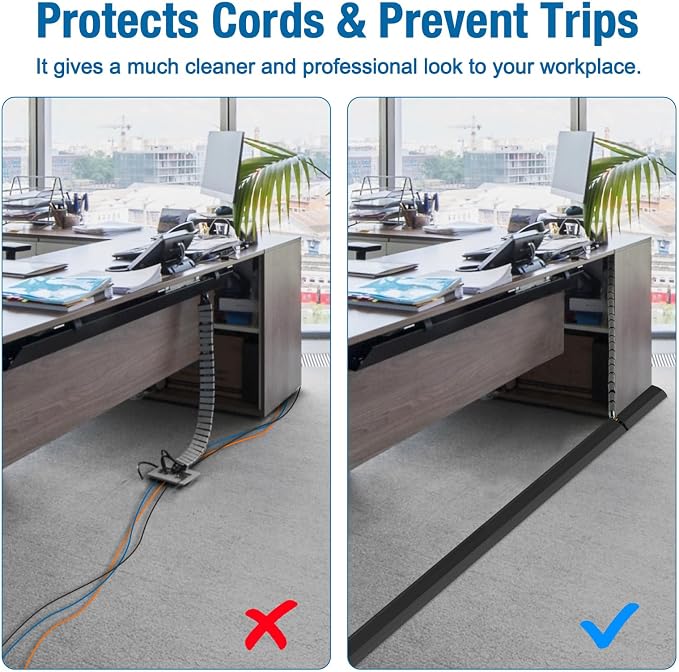 Eapele 10 ft Floor Cord Cover Heavy Duty Cable Protector, Prevent Trip Hazard