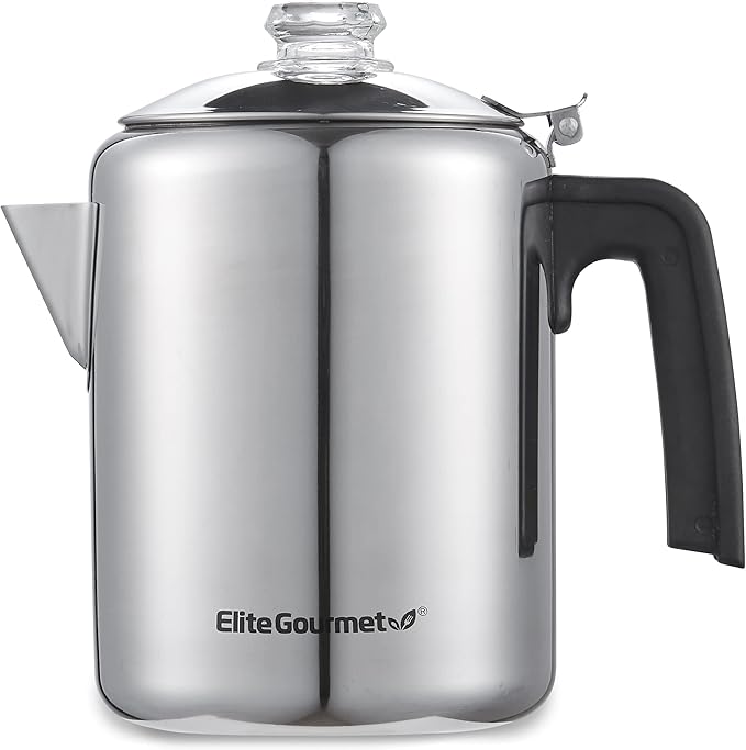 Elite Gourmet 12-Cup Electric Coffee Percolator, Keep Warm, Clear Brew Knob