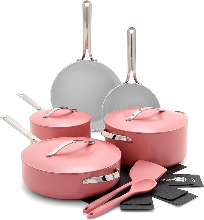 GreenPan Nova 10” Frying Pan Skillet and 4.37QT Sauté Pan with Lid, Oprah’s Favorite Things 2024, PFAS-Free Ceramic Nonstick, Induction Suitable, Sear, Fry, Broil, Dishwasher & Oven Safe, Clay