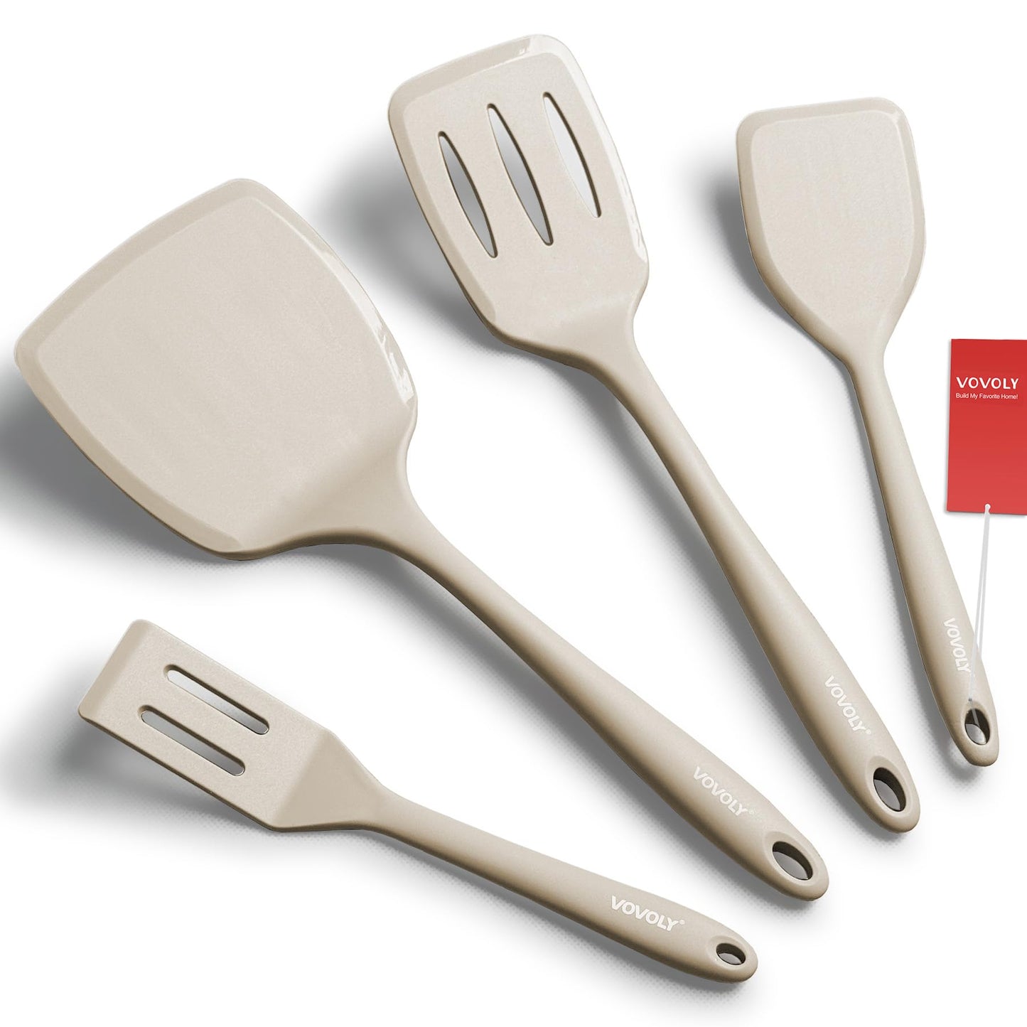 Silicone Spatula Set, 600°F Heat Resistant Silicone Spatula Turner Flipper for Cooking, Non Stick and Non Scratch Kitchen Utensils for Eggs & Pancakes, 4 Pack, Red