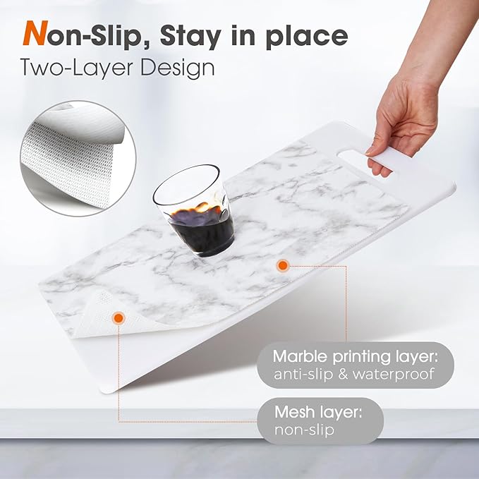 Beautysaid Shelf and Drawer Liner for Kitchen Cabinet, Non Adhesive Non Slip Shelf Paper Waterproof Washable Thickened for Dresser Pantry Shelve Bathroom Protector Liner(Marble,18 in x 20 FT)
