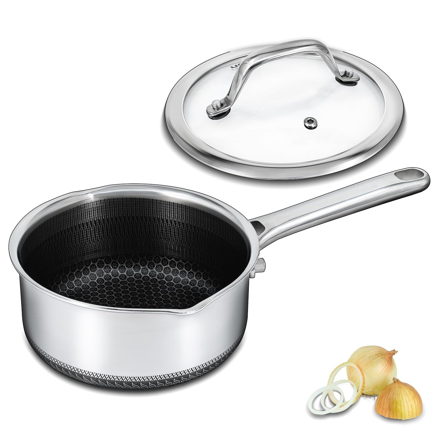 Bakoniion Pots and Pans Set,12 Inch Hybrid Nonstick Frying Pan & 5QT Stockpot,3 PCS Silicone Kitchen Utensils Set