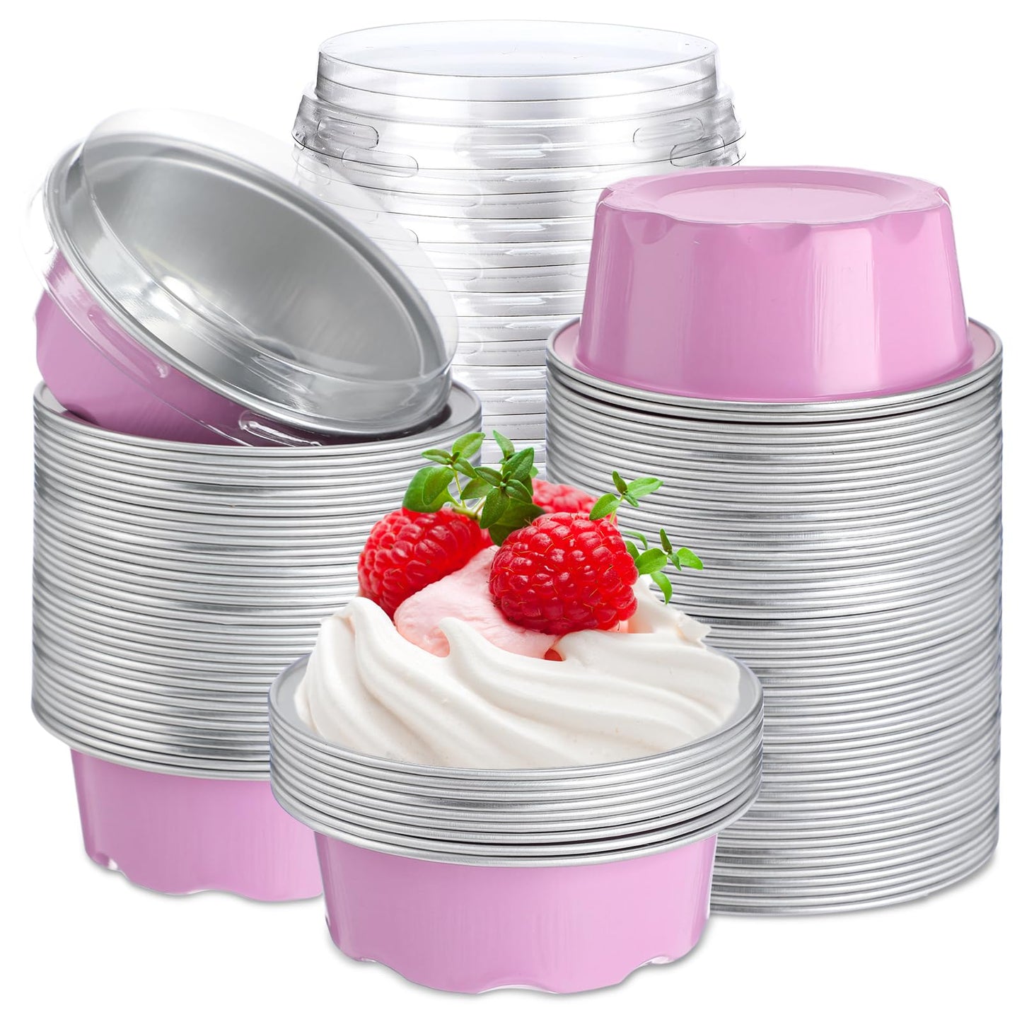 Eaasty 150 Pcs Baking Cups with Lids, 1.6 oz Cupcake Liners, Gold