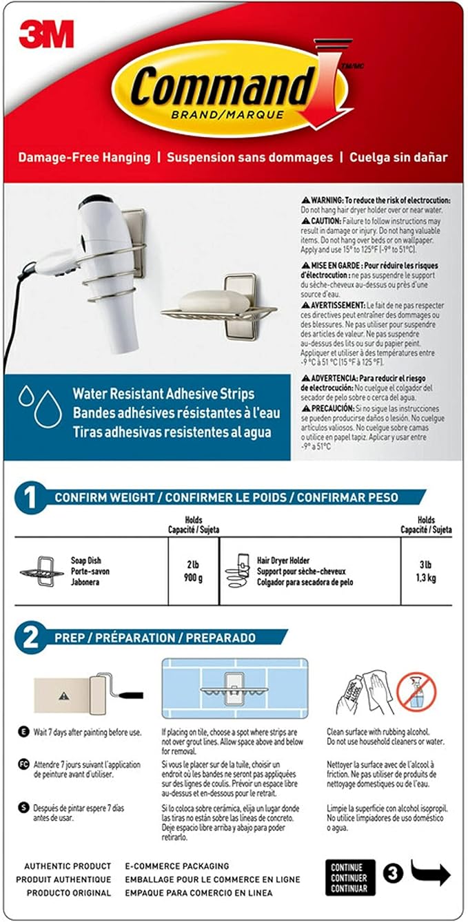 Command Towel Bar with Water Resistant Command Strips