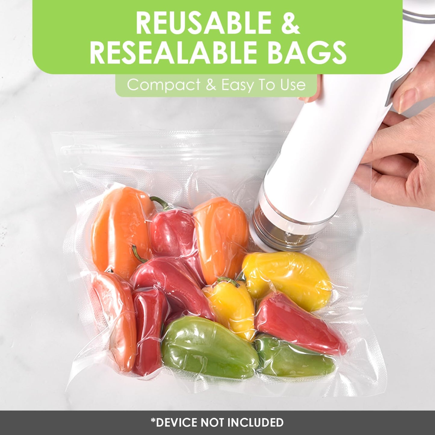 VENMATE Reusable Vacuum Sealer Bags, 15 Pack BPA-Free 10×11 Inch, Leak-Proof, Freezer Microwave Sous Vide Safe, ideal for storing snacks, spices, meat, fruits and vegetables