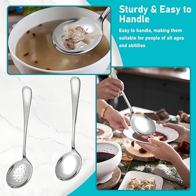 Serving Utensils, 15 Pcs Stainless Steel Large Flatware Serving Tools Kit