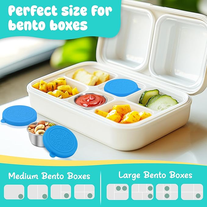 6x1.6 oz Salad Dressing Container to Go, Leakproof Reusable Stainless Steel Small Container with Lid,Sauce Containers for Lunch box,Picnics,Travel,Office and Meal Prep