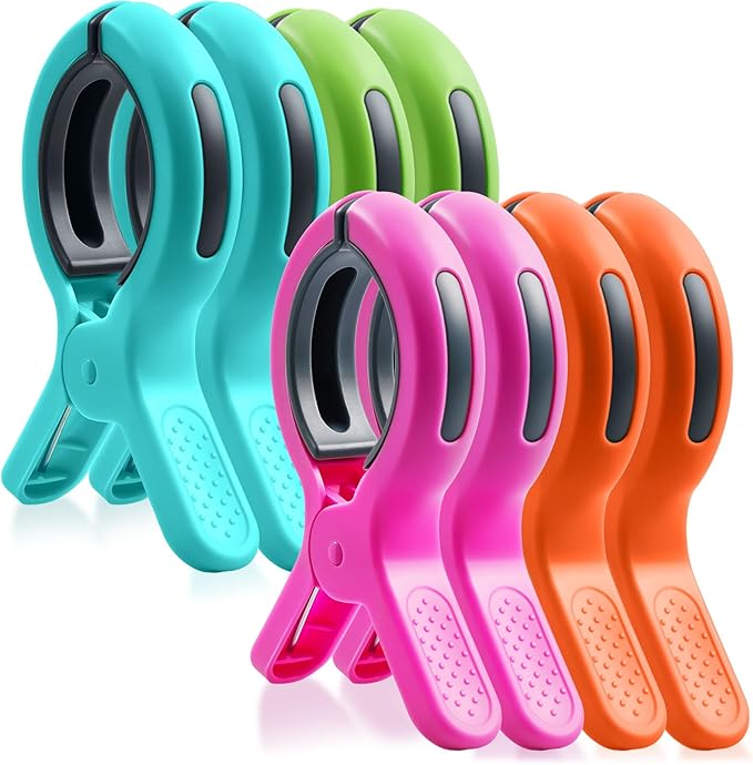 HiGift Beach Towel Clips for Beach Chairs, Towel Holder for Pool Lounge Chair Cruise Essentials, 8 Pack Jumbo Size Clothes Pins Vacation Must Have to Keep Towel from Blowing Away, 4 Bright Colors