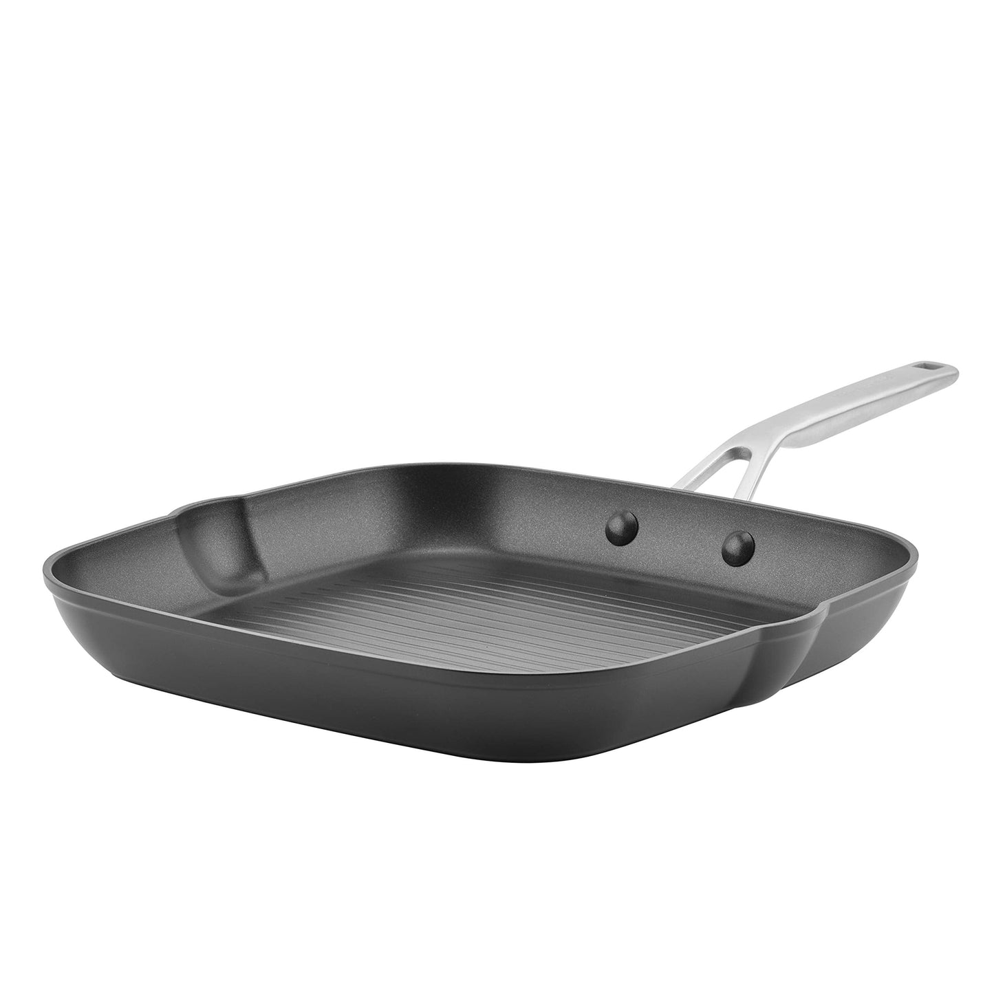 KitchenAid Hard Anodized Induction Nonstick Frying Pan Set With Lid, 3-Piece – 8 & 10 Inch Skillets, Durable, Even Heating, Dishwasher & Oven Safe, Easy-Clean, Matte Black